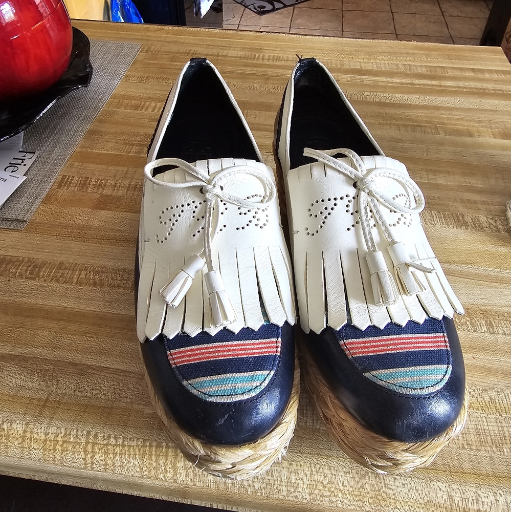 Tory Burch Black and Cream Loafers